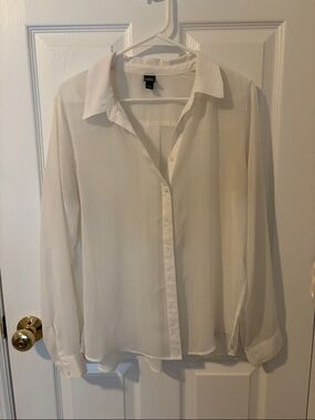 wild fable White Lightweight Sheer Button-Up Shirt